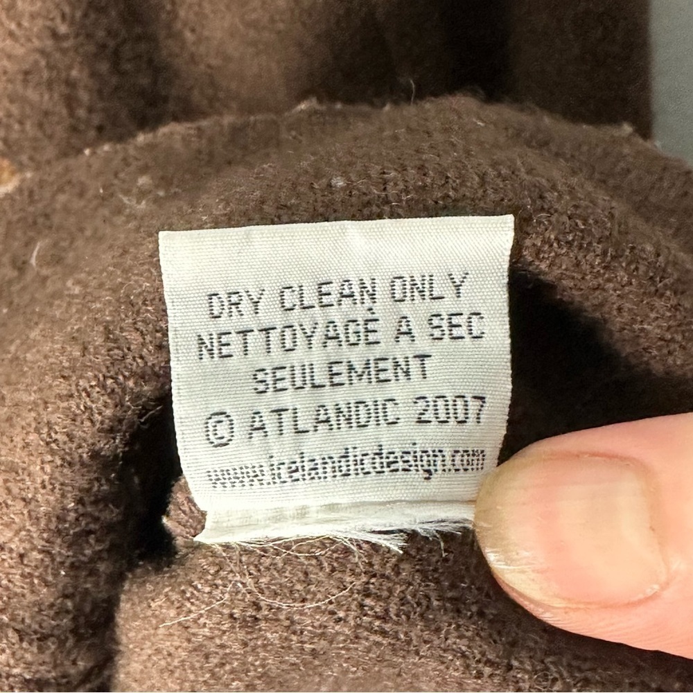 Icelandic Designs Boiled Wool Brown Floral Cardig… - image 8